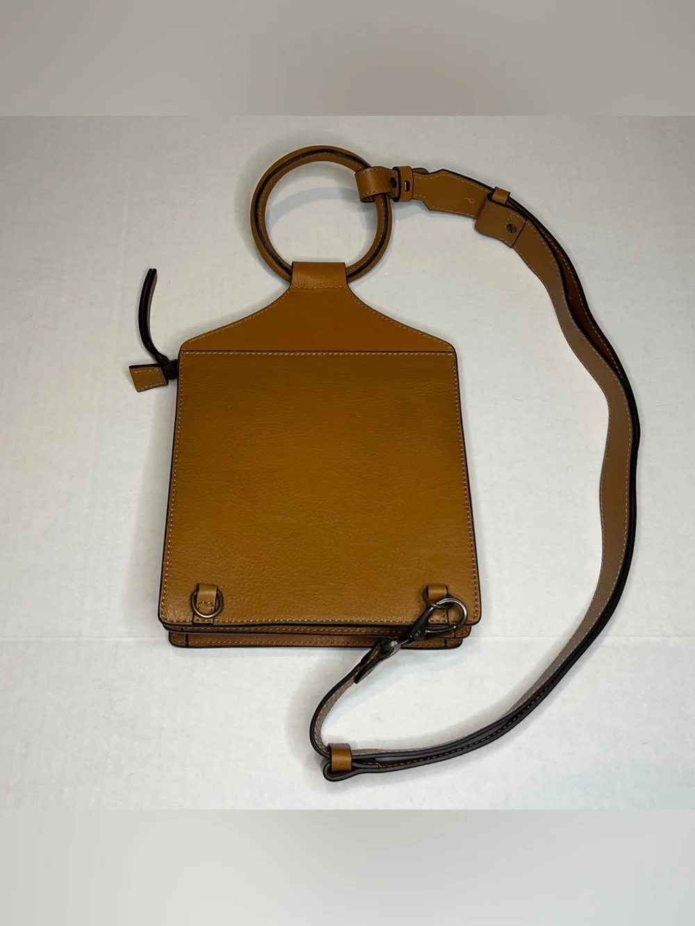 Sundance Tan Leather Crossbody Bag with Ring Handle